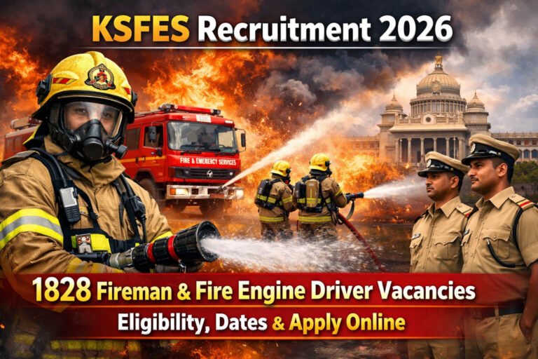 KSFES Recruitment 2026 for 1828 Fireman & Fire Engine Driver Vacancies – Eligibility, Dates & Apply Online
